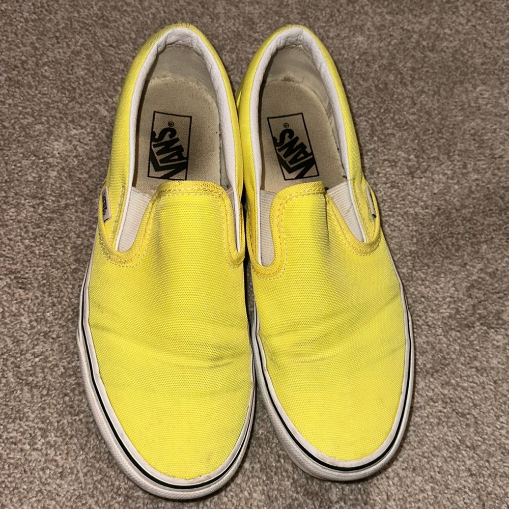 Slip on vans in neon yellow 9 women’s 7.5 men’s